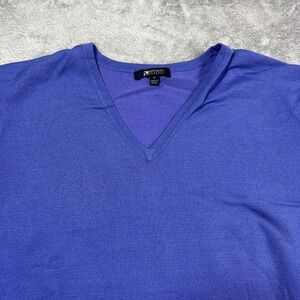 Affinity Apparel Men's V Neck Sweater Medium Blue Knit Pullover Casual‎